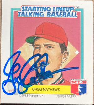 Greg Mathews Signed 1988 Parker Bros Starting Lineup Talking Baseball Card - St Louis Cardinals