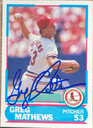 Greg Mathews Signed 1988 Score Young Superstars Baseball Card - St Louis Cardinals