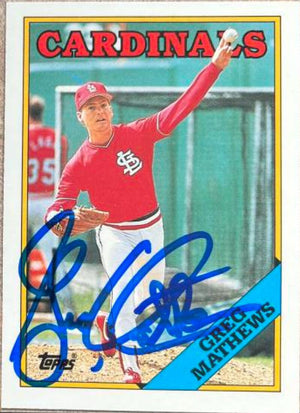 Greg Mathews Signed 1988 Topps Tiffany Baseball Card - St Louis Cardinals