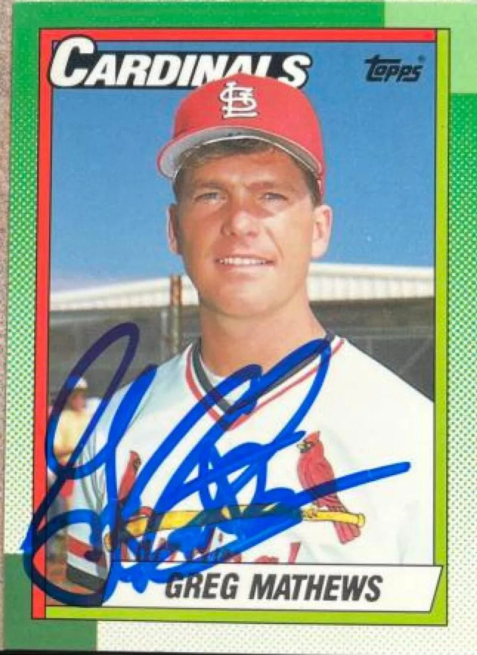 Greg Mathews Signed 1990 Topps Tiffany Baseball Card - St Louis Cardinals