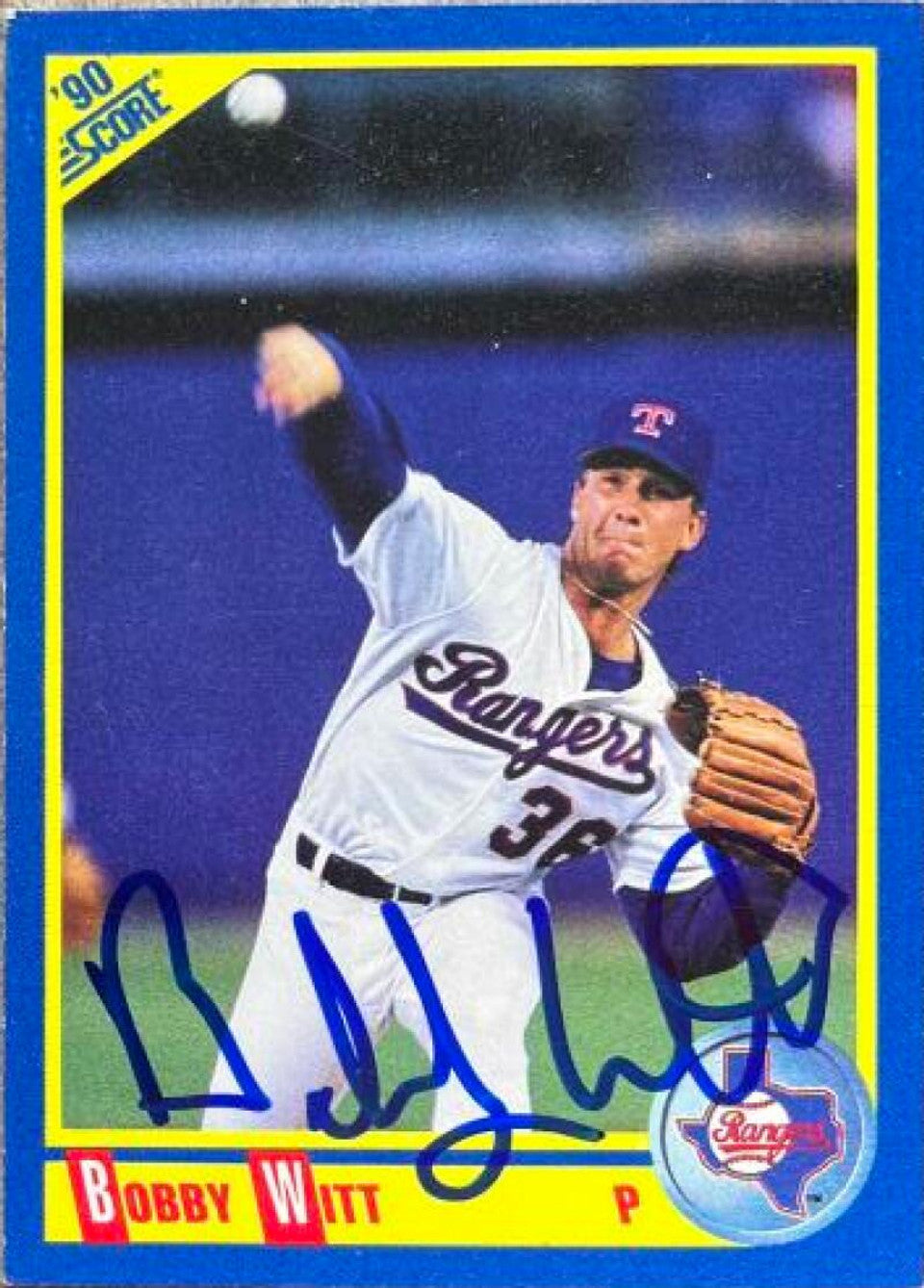 Bobby Witt Signed 1990 Score Baseball Card - Texas Rangers