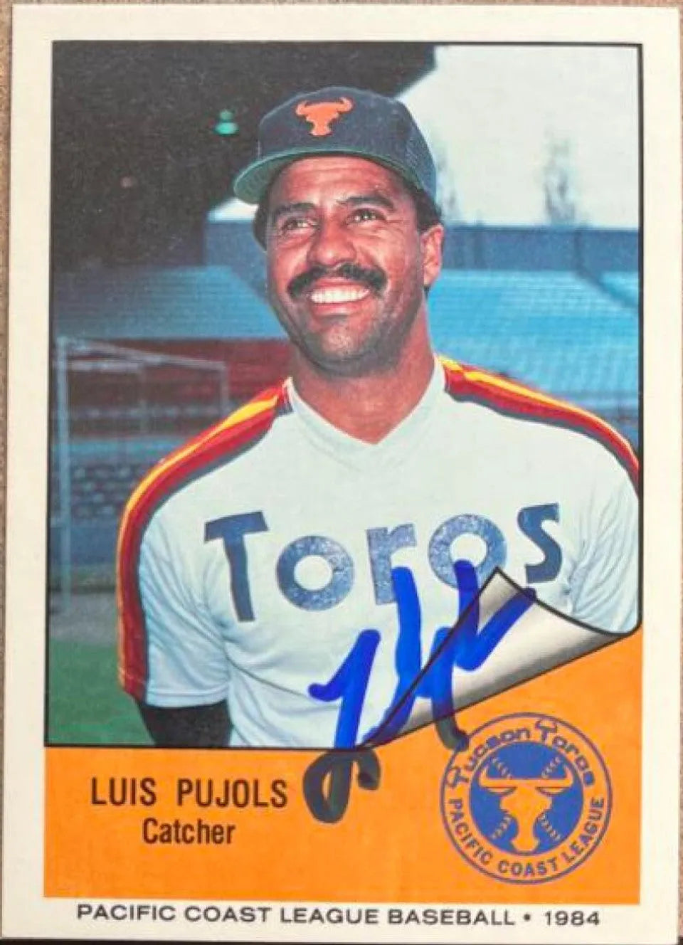 Luis Pujols Signed 1984 Cramer Baseball Card - Tucson Toros