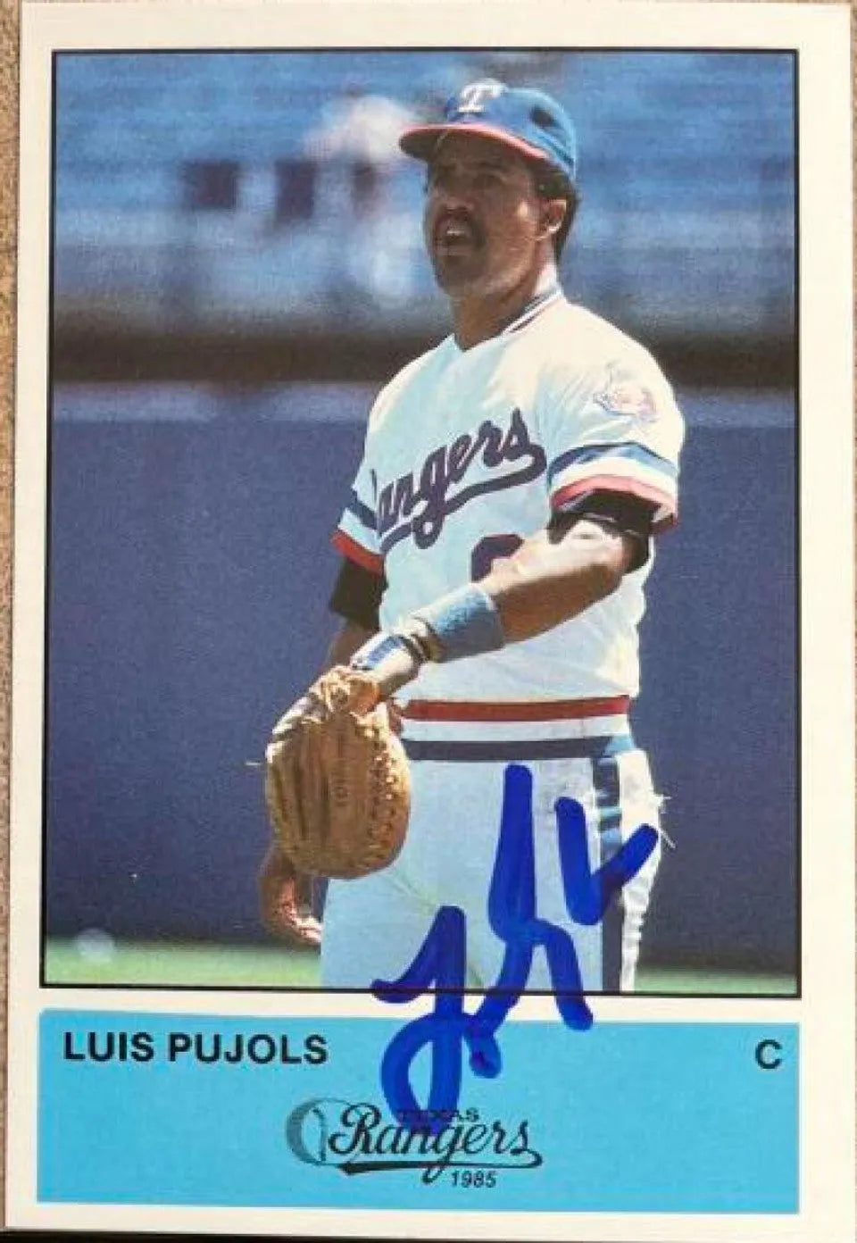 Luis Pujols Signed 1985 Performance Printing Baseball Card - Texas Rangers