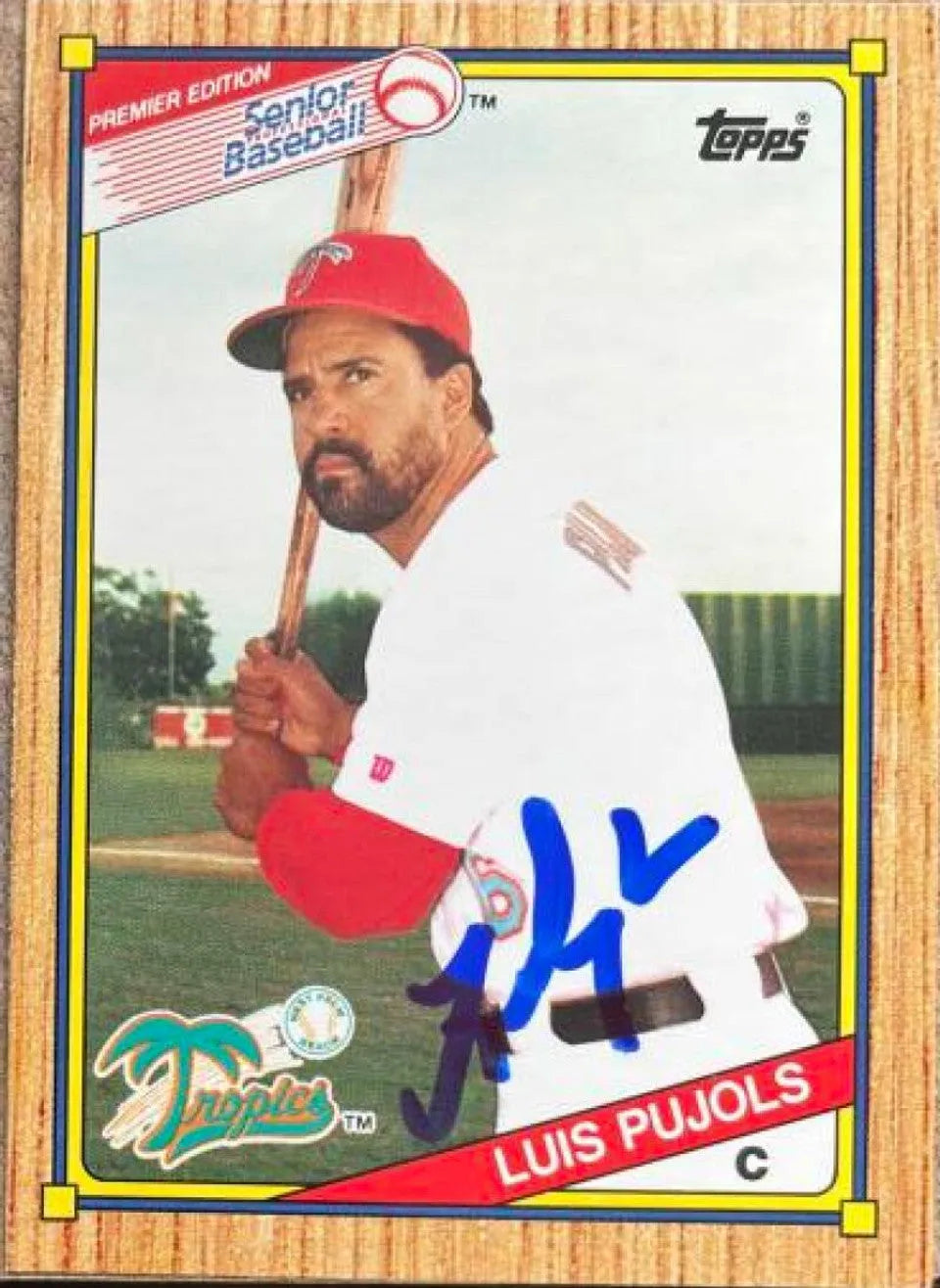 ルイス・プホルス サイン入り 1989 Topps シニアリーグ ベースボールカード