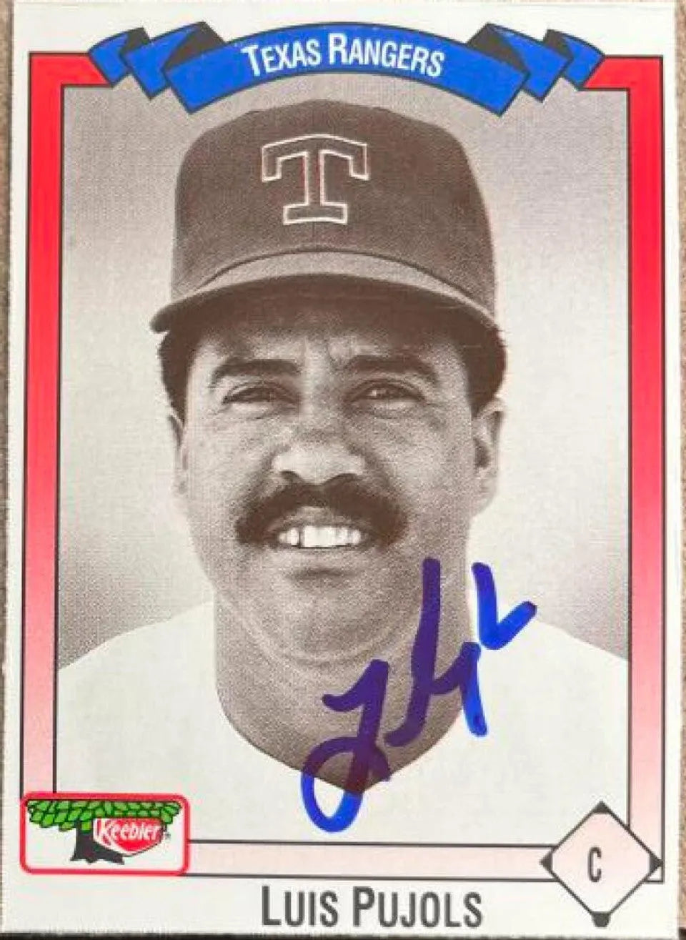 Luis Pujols Signed 1993 Keebler Baseball Card - Texas Rangers