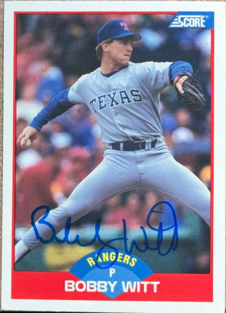 Bobby Witt Signed 1989 Score Baseball Card - Texas Rangers