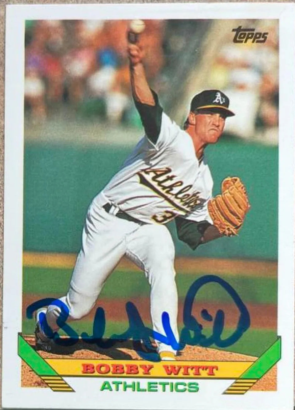 ボビー・ウィット サイン入り 1993 Topps ベースボールカード - オークランド・アスレチックス