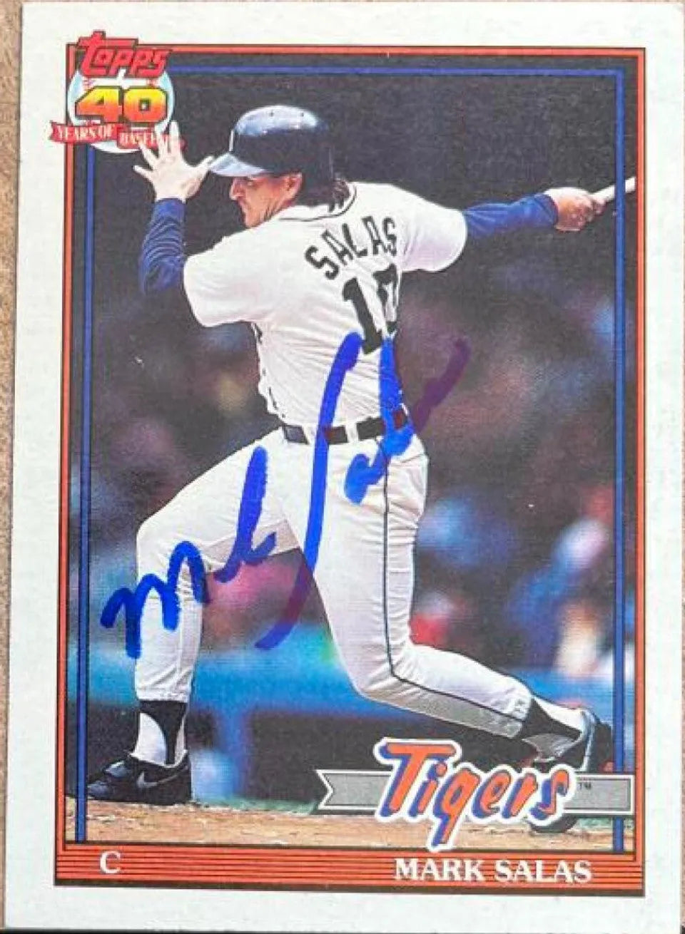 Mark Salas Signed 1991 Topps Baseball Card - Detroit Tigers