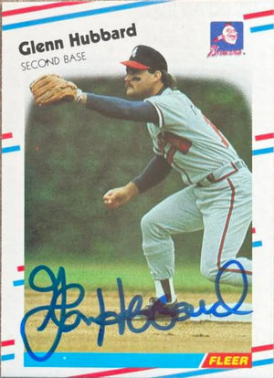 Glenn Hubbard Signed 1988 Fleer Baseball Card - Atlanta Braves