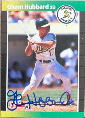 Glenn Hubbard Signed 1989 Donruss Baseball Card - Oakland A's