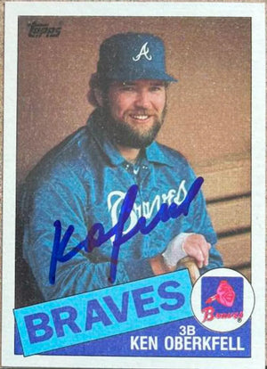 Ken Oberkfell Signed 1985 Topps Baseball Card - Atlanta Braves