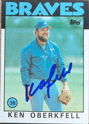 ケン・オーバークフェル直筆サイン入り 1986 Topps ベースボールカード - アトランタ ブレーブス