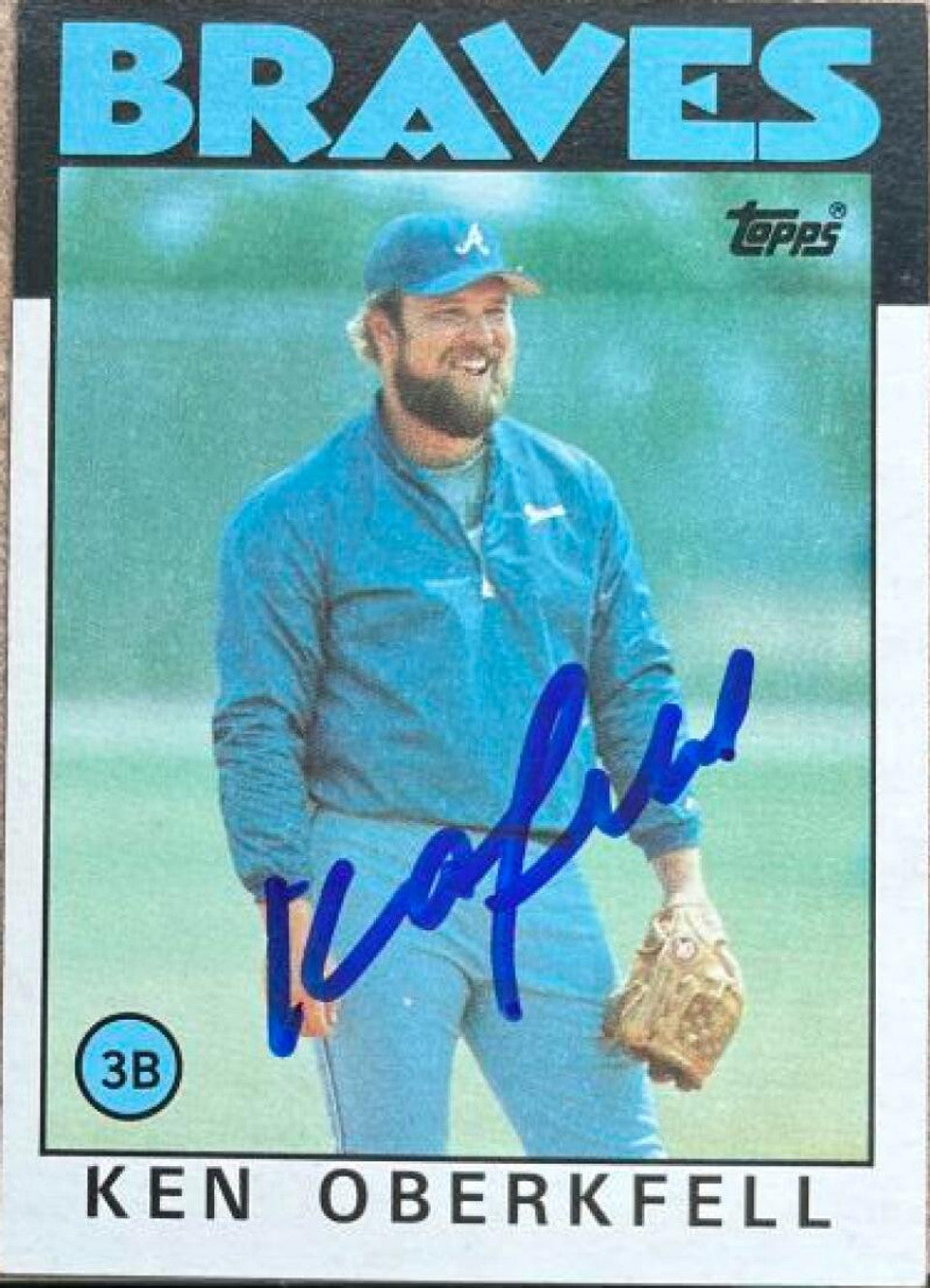 Ken Oberkfell Signed 1986 Topps Baseball Card - Atlanta Braves