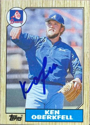 ケン・オーバークフェル直筆サイン入り 1987 Topps ベースボールカード - アトランタ ブレーブス