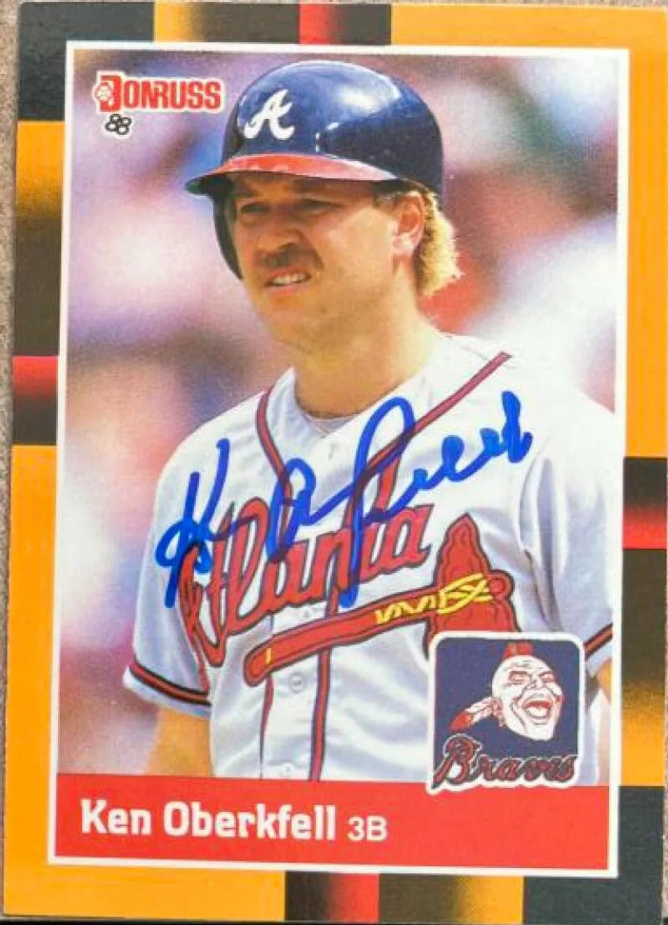 Ken Oberkfell Signed 1988 Donruss Baseball's Best Baseball Card - Atlanta Braves