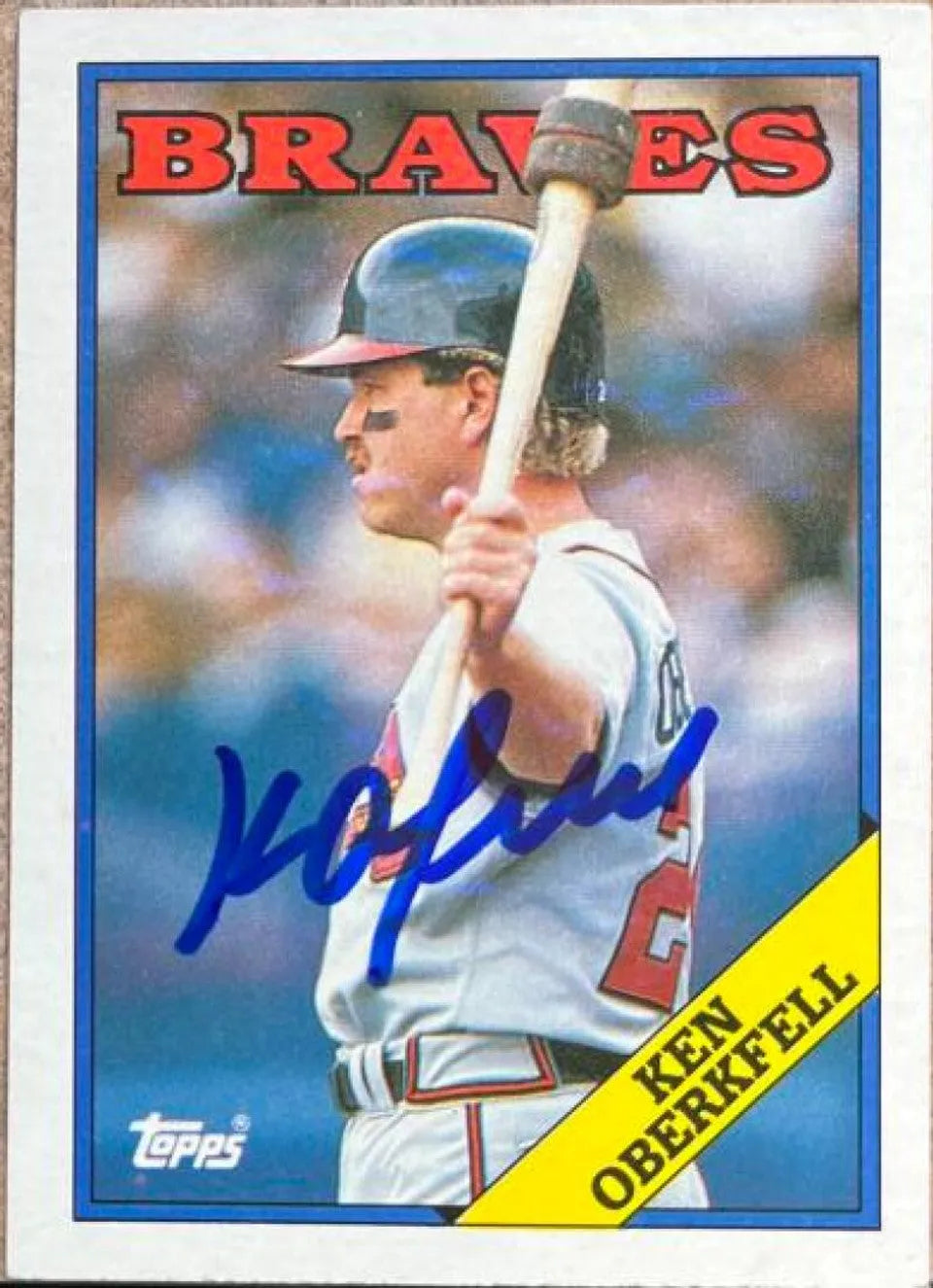 Ken Oberkfell Signed 1988 Topps Baseball Card - Atlanta Braves