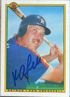 Ken Oberkfell Signed 1990 Bowman Baseball Card - Houston Astros