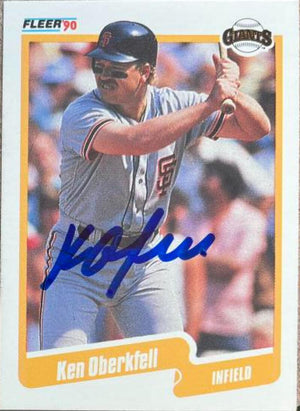 Ken Oberkfell Signed 1990 Fleer Baseball Card - San Francisco Giants