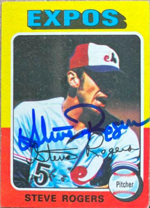 Steve Rogers Signed 1975 Topps Mini Baseball Card - Montreal Expos