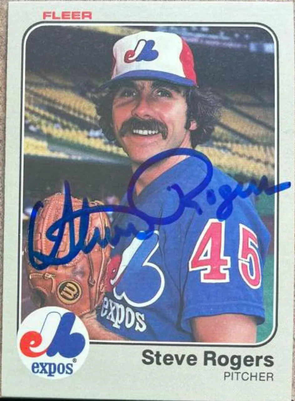 Steve Rogers Signed 1983 Fleer Baseball Card - Montreal Expos