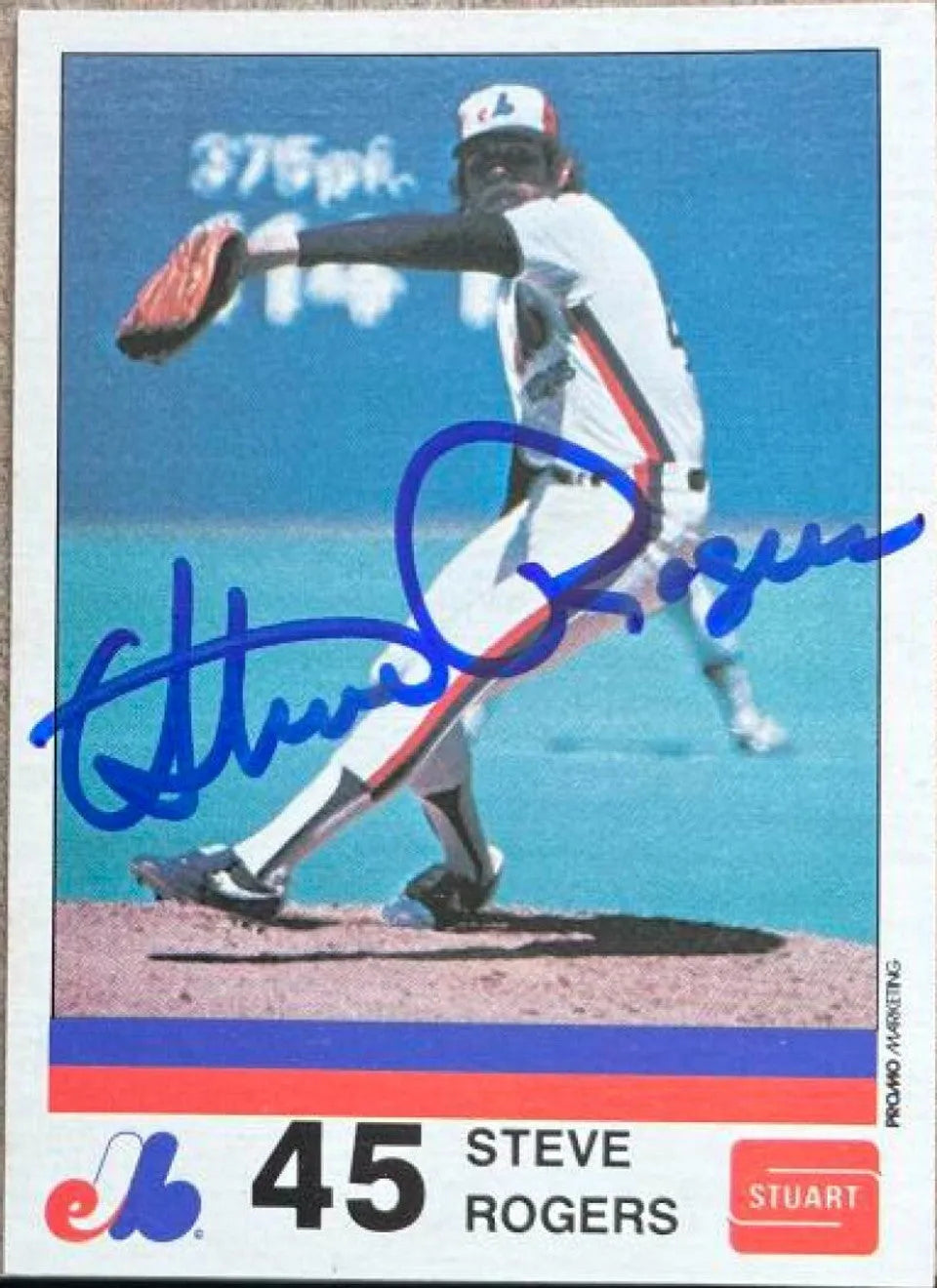 Steve Rogers Signed 1983 Stuart Bakery Baseball Card - Montreal Expos