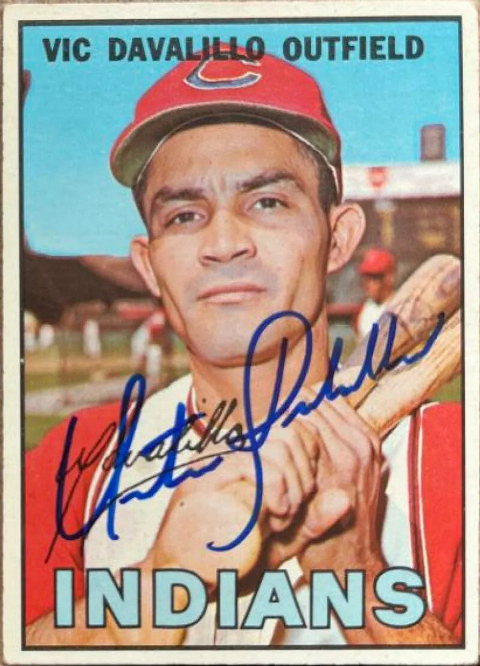 Vic Davalillo Signed 1967 Topps Baseball Card - Cleveland Indians