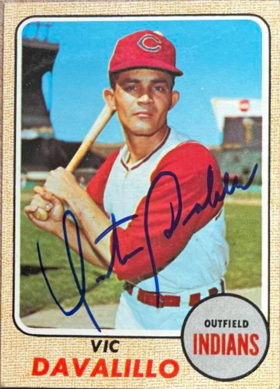 Vic Davalillo Signed 1968 Topps Baseball Card - Cleveland Indians