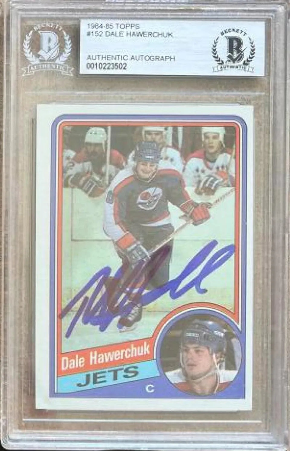 Dale Hawerchuk Signed 1984-85 Topps Hockey Card - Winnipeg Jets - BGS