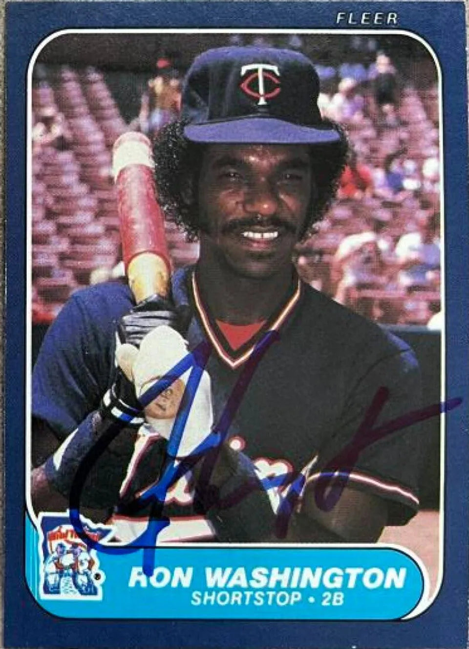 Ron Washington Signed 1986 Fleer Baseball Card - Minnesota Twins