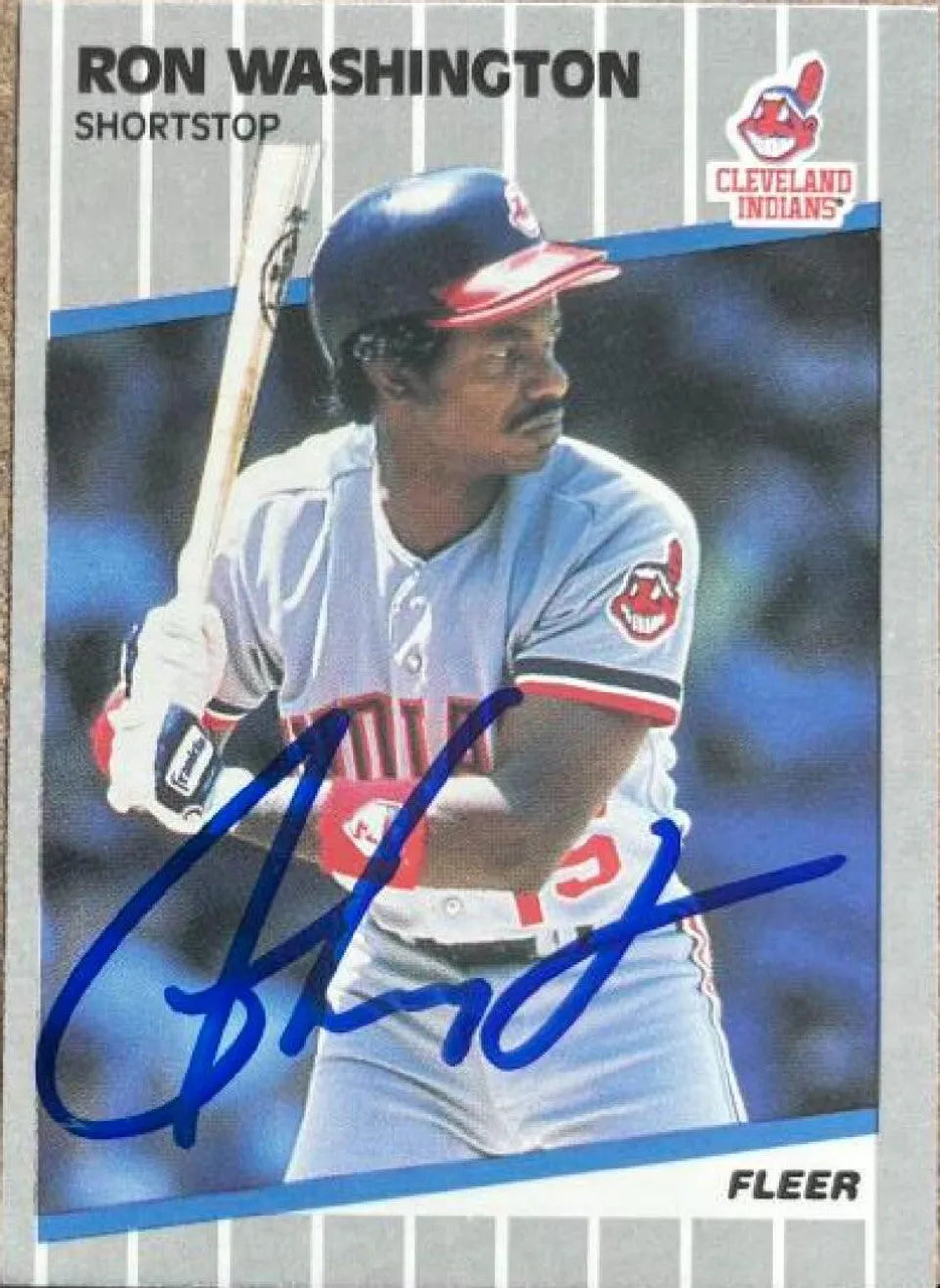 Ron Washington Signed 1989 Fleer Baseball Card - Cleveland Indians