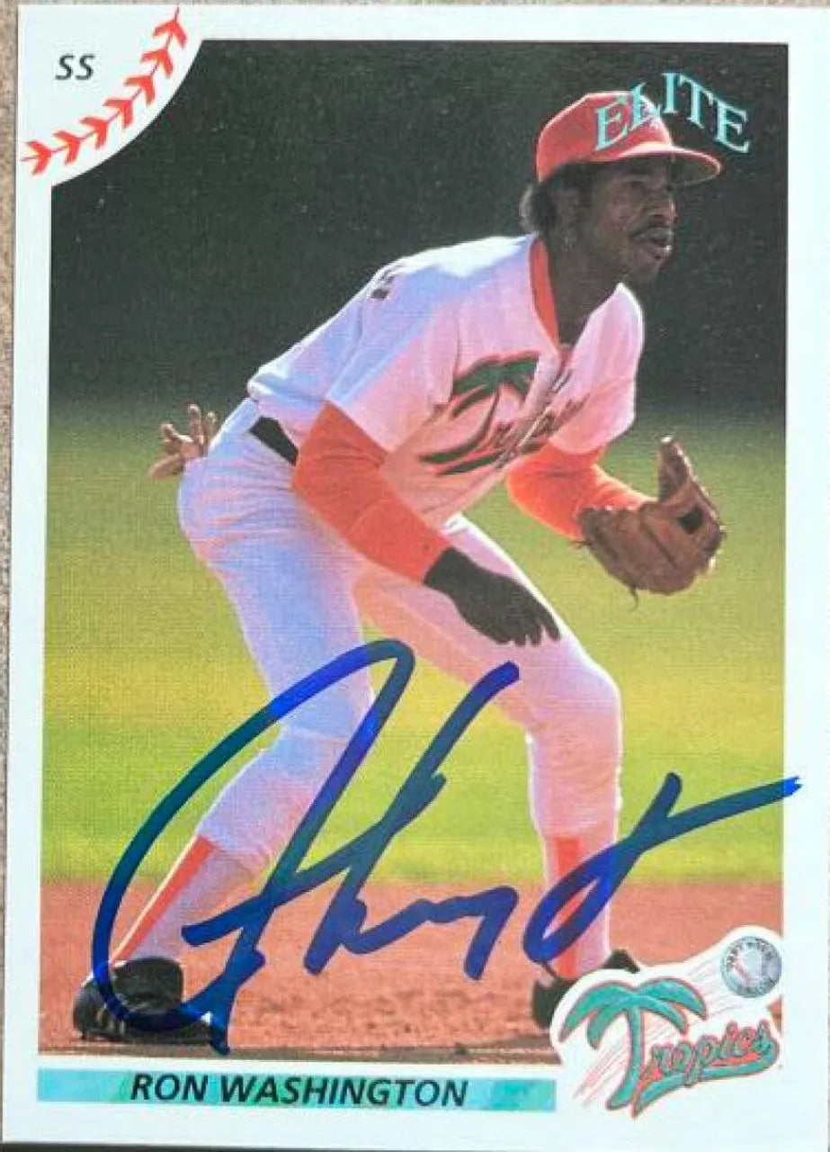 Ron Washington Signed 1990 Elite Senior League Baseball Card