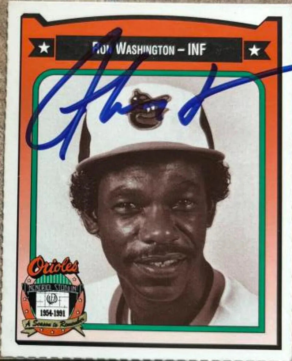 Ron Washington Signed 1991 Crown Cola Baseball Card - Baltimore Orioles