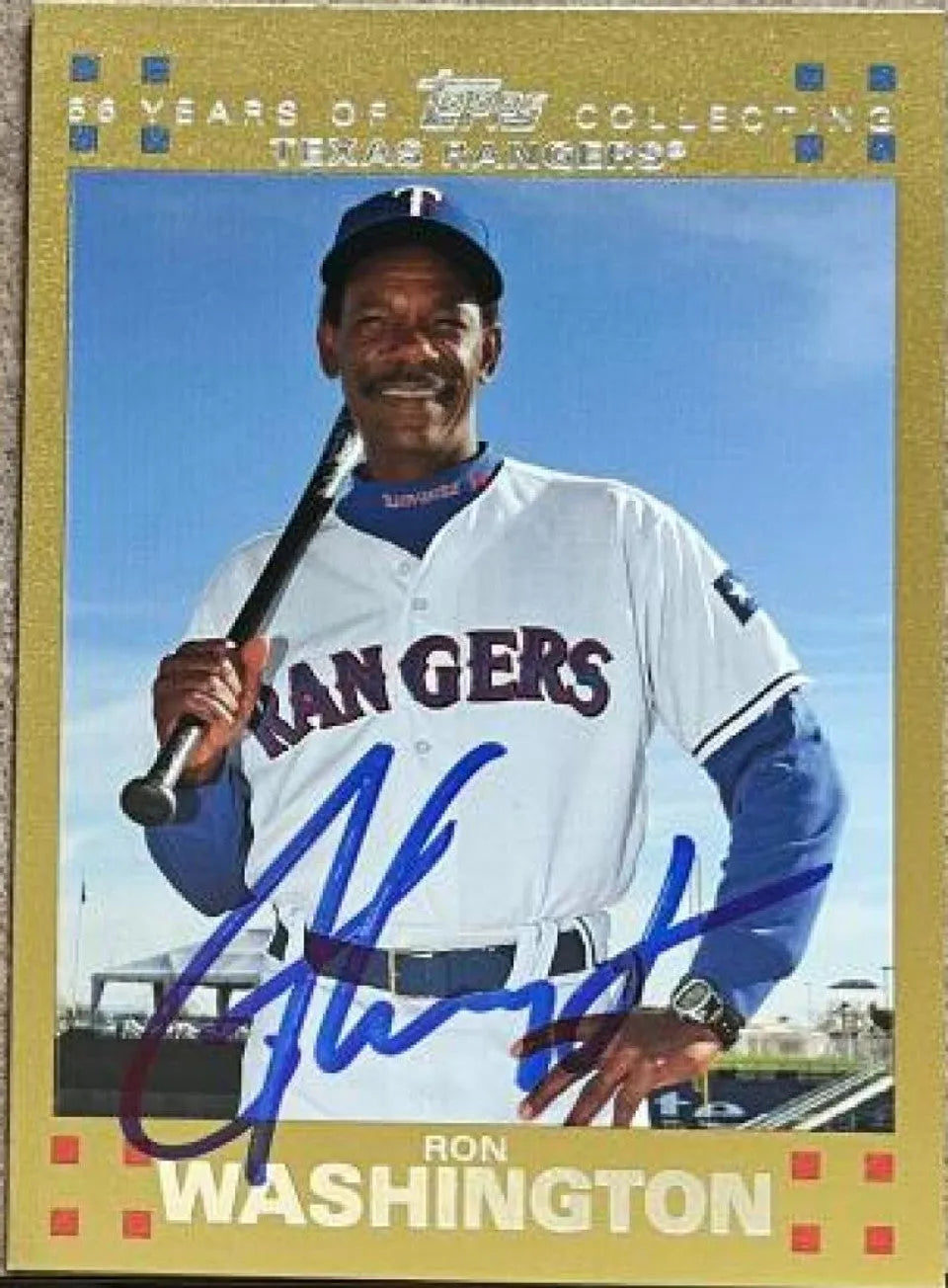 Ron Washington Signed 2007 Topps Gold Baseball Card - Texas Rangers