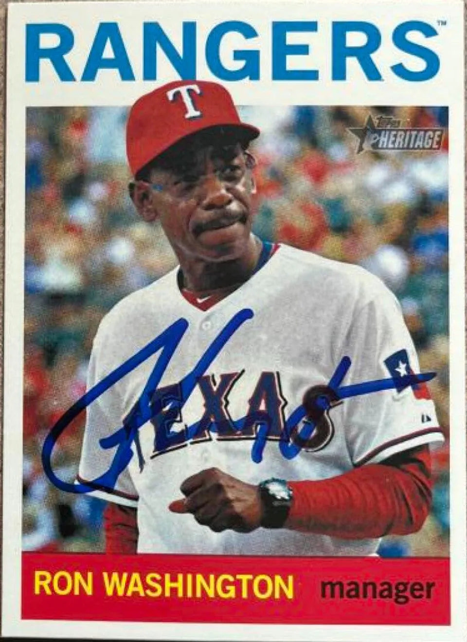 Ron Washington Signed 2013 Topps Heritage Baseball Card - Texas Rangers