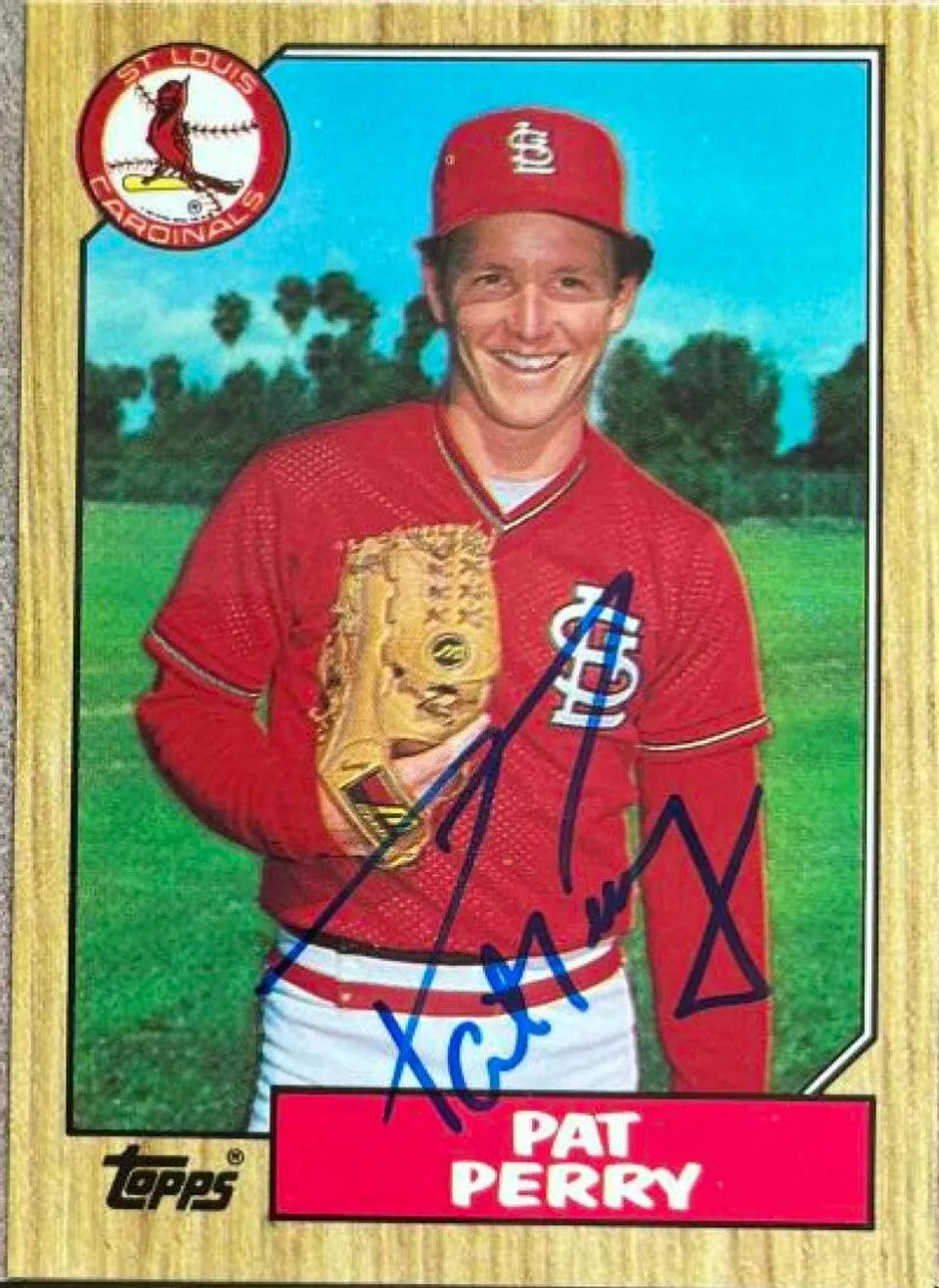 パット・ペリー直筆サイン入り 1987 Topps ティファニー ベースボールカード - セントルイス・カーディナルス