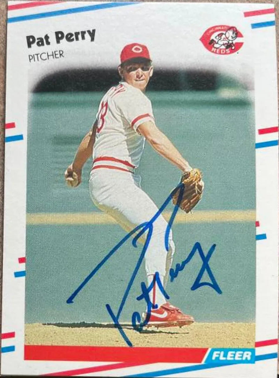 Pat Perry Signed 1988 Fleer Baseball Card - Cincinnati Reds