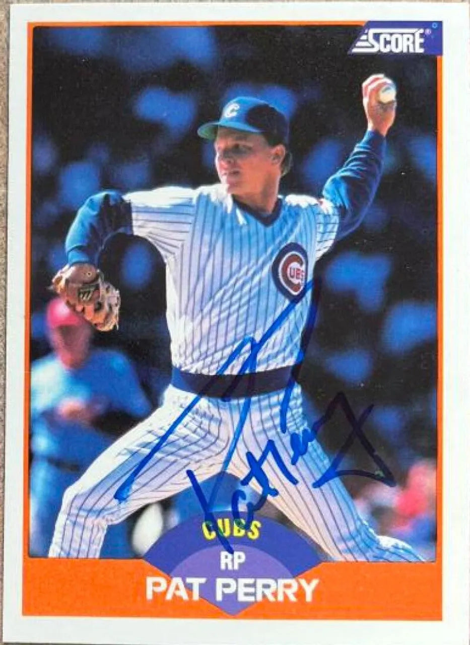 Pat Perry Signed 1989 Score Baseball Card - Chicago Cubs