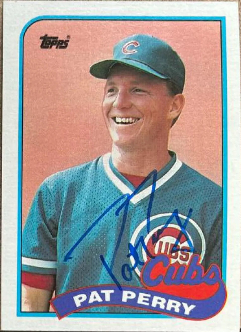 パット・ペリー直筆サイン入り 1989 Topps ベースボールカード - シカゴ・カブス