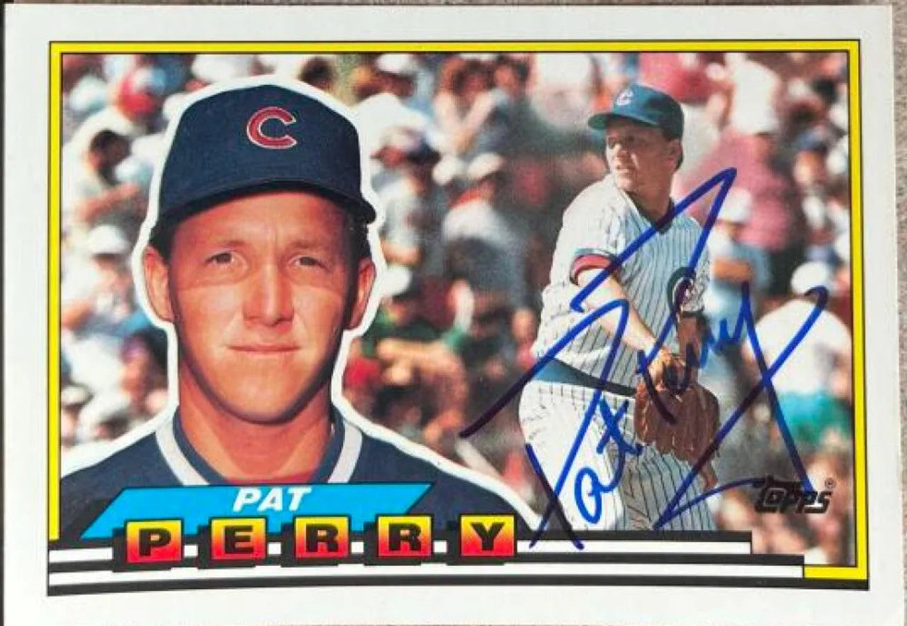 パット・ペリー直筆サイン入り 1989 Topps ビッグベースボールカード - シカゴ・カブス