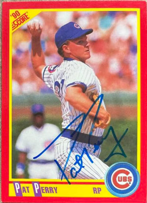 Pat Perry Signed 1990 Score Baseball Card - Chicago Cubs