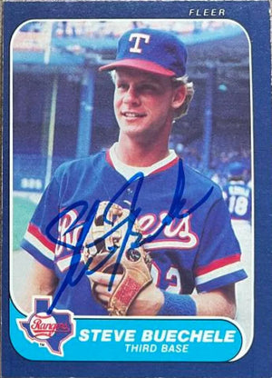 Steve Buechele Signed 1986 Fleer Baseball Card - Texas Rangers