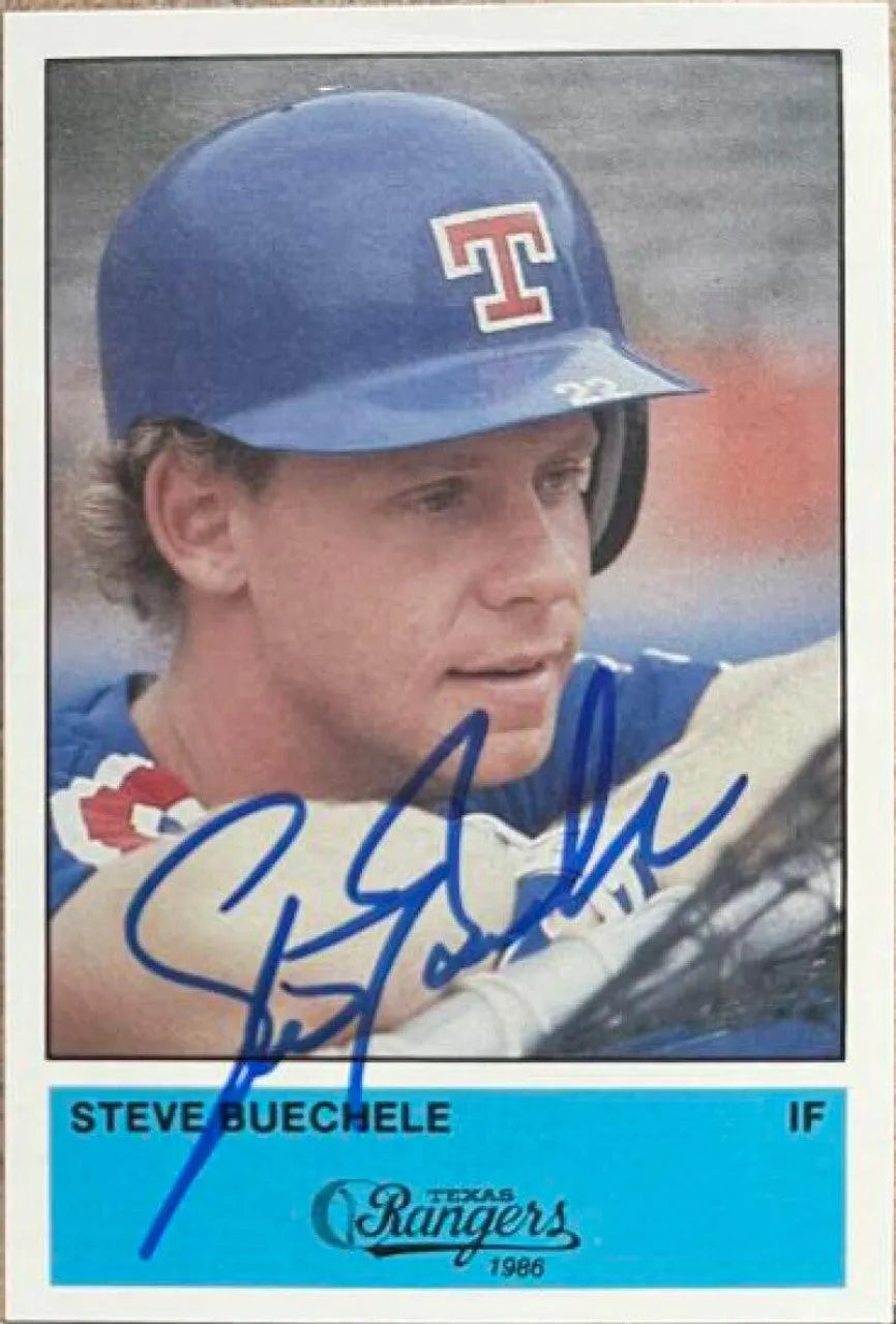 Steve Buechele Signed 1986 Performance Printing Baseball Card - Texas Rangers