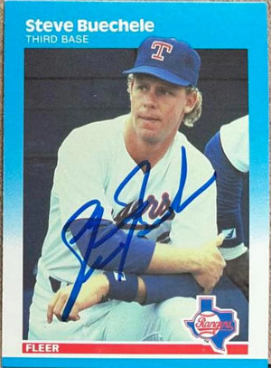 Steve Buechele Signed 1987 Fleer Baseball Card - Texas Rangers