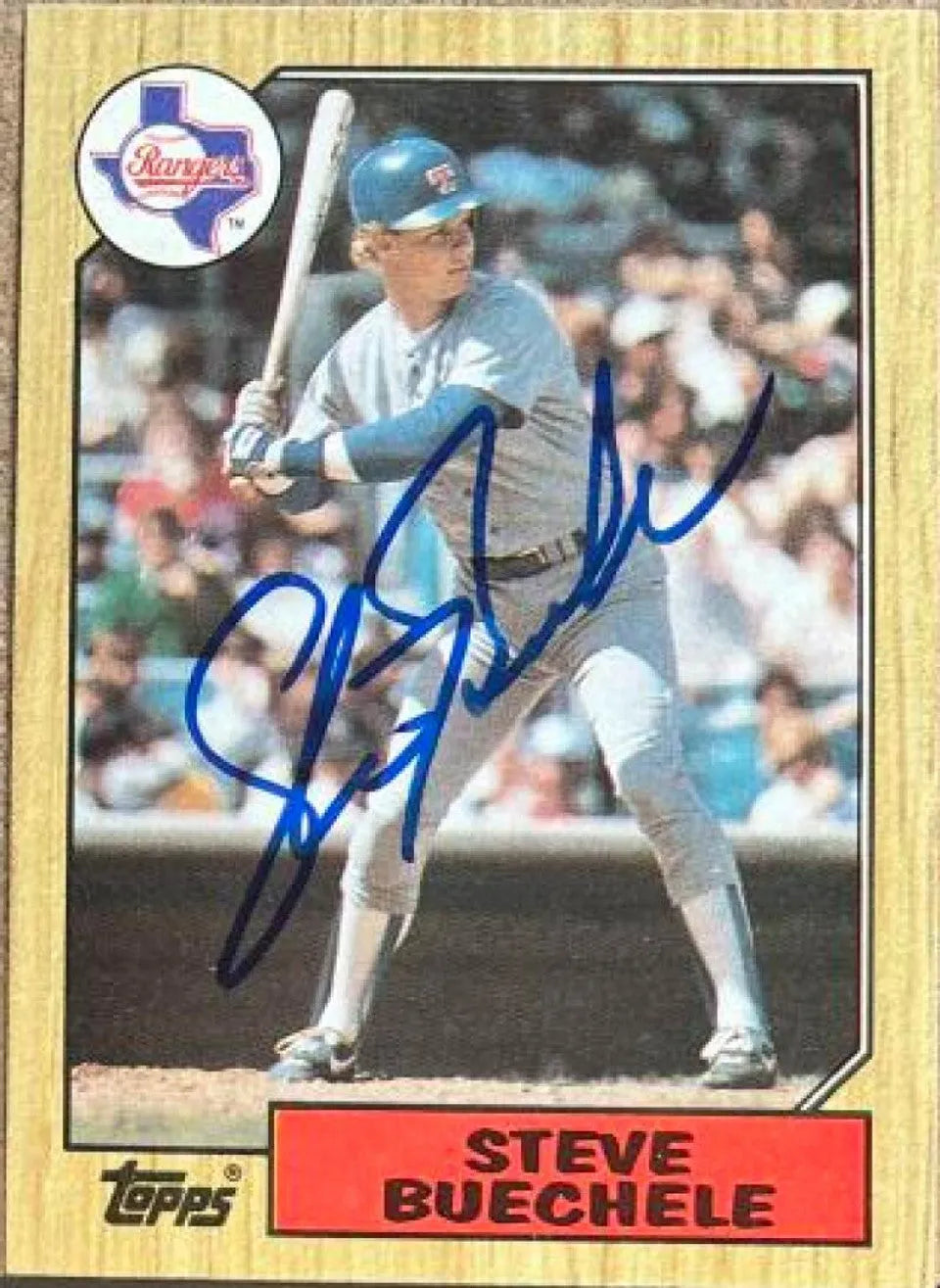 Steve Buechele Signed 1987 Topps Baseball Card - Texas Rangers