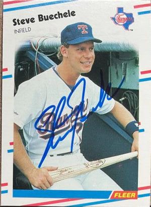 Steve Buechele Signed 1988 Fleer Baseball Card - Texas Rangers