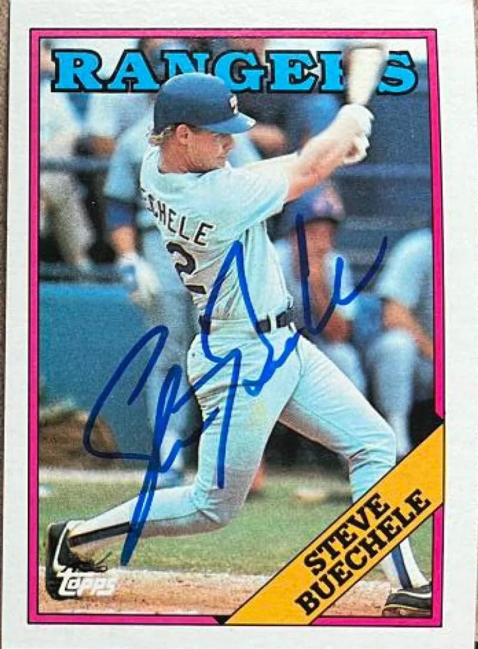 スティーブ・ブエチェル直筆サイン入り 1988 Topps ベースボールカード - テキサス・レンジャーズ