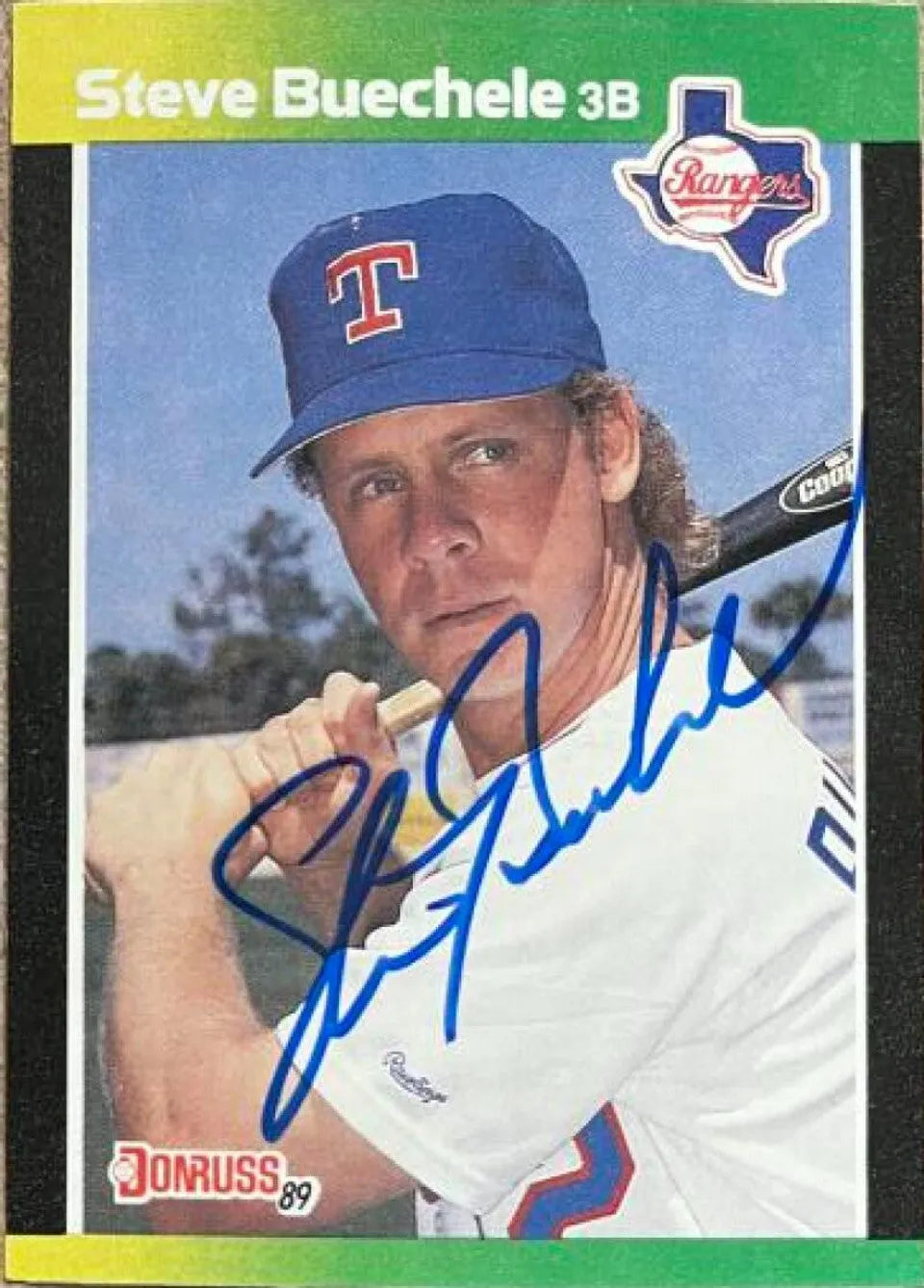 Steve Buechele Signed 1989 Donruss Baseball's Best Baseball Card - Texas Rangers