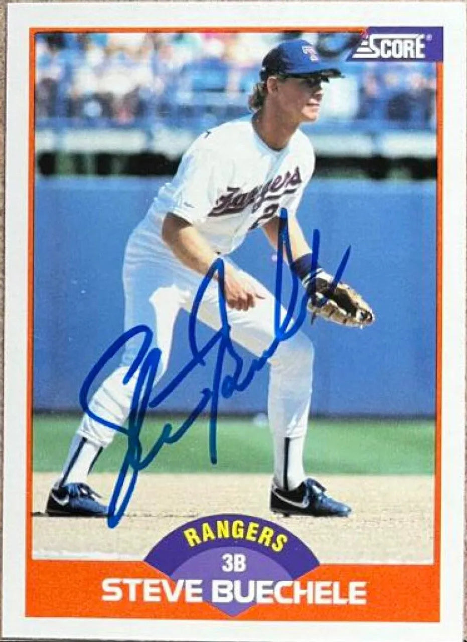 Steve Buechele Signed 1989 Score Baseball Card - Texas Rangers