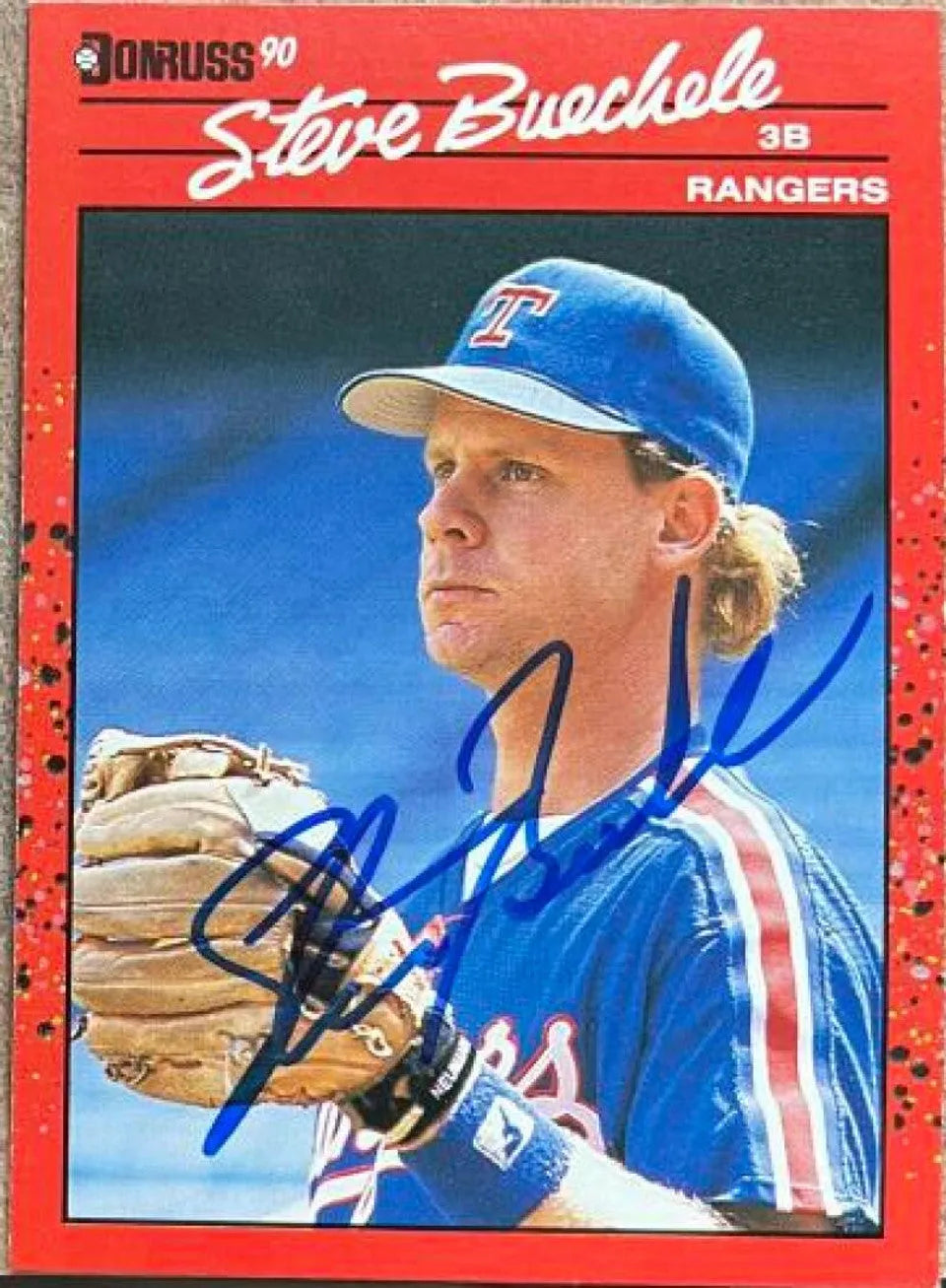 Steve Buechele Signed 1990 Donruss Baseball Card - Texas Rangers