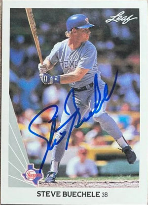 Steve Buechele Signed 1990 Leaf Baseball Card - Texas Rangers